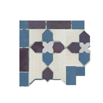 Mosaic House Moroccan tile Kmarshoun C Corner 1-2-9 White Light Blue Purple  zellige, mosaic, zellij, border, glaze, traditional 